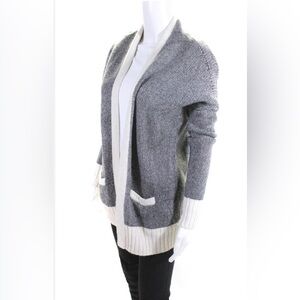 Aritzia Talula Womens XS Cashmere Angora Blend Black and Cream Cardigan Pockets